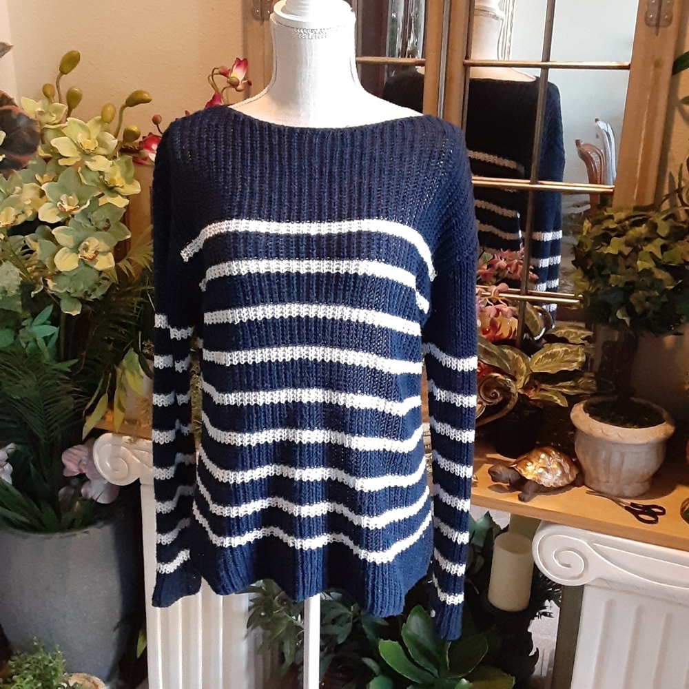 LRL LAUREN JEANS CO Linen Blend Loose Weave Pullover Size Medium